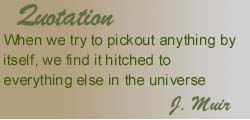 When we try to pick out anything by itself, we find it hitched to everything 
else in the universe - John Muir